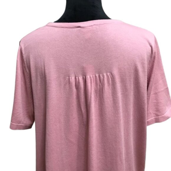 NWT Talbots Women's Layered Look Pink Sweater With polka dot mock shirt trim 1X - Picture 7 of 13